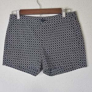 Banana Republic Hampton Fit Womens Shorts 0 Blue White Textured Chino‎ Classic